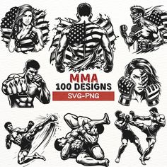 an image of some people doing different things in front of the words mma 100 designs sv