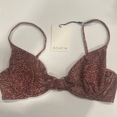 Acacia Manhattan Lining Bralette Size L Color Currant Snake Nwt Brown Triangle Top Swimwear For Pool, Summer Triangle Top Brown Swimwear, Fitted Brown Beachy Swimwear, Acacia Swimwear Bikinis, Brown Fitted V-neck Swimwear, High Waisted Swim Bottoms, Acacia Swimwear, Racerback Top, High Waisted Swim