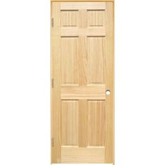 a wooden door with four panels on the front and side panel, all in light wood