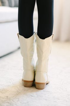 These white boots are so cute! We love that western style and the low heel makes them super comfy and easy to wear! These boots are going to look great with all sort of outfits from now through spring! Mint Julep Boutique, Of Outfits, Mint Julep, White Boots, The Low, Model Fits, Personal Marketing, Western Style, Cream White