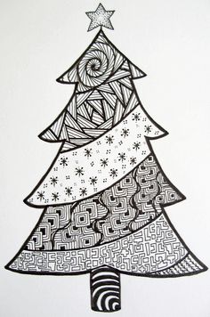 an image of a christmas tree drawn on paper