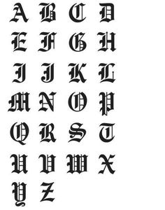 an old english alphabet with the letters in different styles and font patterns, all black on white