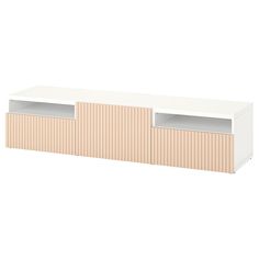 a white and beige shelf with two shelves