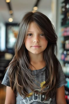 Kids Hair Cuts Girls Long, Kids Layers Haircut, Girls Haircut Kids Long, Girls Long Haircut Kids Layers, Girls Long Layered Haircut, Kids Haircuts For Girls Long, Hair Cuts For Kids Girls Ideas, Girls Curtain Bangs Kids, Curtain Bangs On Kids