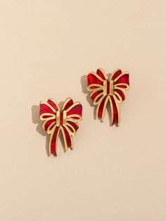 Introducing our Festive Bow statement earrings! These ultra-lightweight earrings are the perfect festive addition to any outfit jewelry. Material: Acrylic and wood Drop Length: approx 2 inches Width: Approx 1.4 inches Made with titanium posts and butterfly backs. *Due to the handmade nature of these items, patterns and colors may vary slightly from one pair to the next, making each piece incredibly special and unique. Red Coquette, Outfit Jewelry, Coquette Bow, Bow Earrings, Colorful Earrings, Lightweight Earrings, Jewelry Outfit, Bow Design, Light Weight Earrings