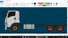 an image of a semi truck on the computer screen, with color swats added