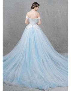 Romantic Ball-Gown Off-the-Shoulder Sweep Train Tulle Wedding Dress With Appliques Lace Off-shoulder Quinceanera Dress For Wedding In Prom Season, Prom Season Off-shoulder Quinceanera Dress, Off-shoulder Tulle Quinceanera Dress For Prom Season, Off-shoulder Tulle Quinceanera Dress For Debutante Ball, Tulle Wedding Dress With Long Train For Quinceanera, Quinceanera Tulle Wedding Dress With Long Train, Banquet Ball Gown With Detachable Train In Tulle, Quinceanera Wedding Dress With Long Train, Tulle Wedding Dress With Long Train For Debutante Ball