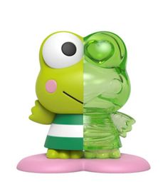 the toy is green and white with black eyes