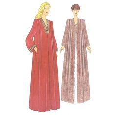 Multi Size Kaftan, long loose fitting for extra comfort -whether its for on the beach, day-time or lounge wear. Offered here as Digital Download (how to print and assemble). This pattern is also available as a Paper Pattern. https://www.etsy.com/uk/shop/VintagePatternsSewBI?ref=seller-platform-mcnav&search_query=B808 Skill Level: Beginner / Intermediate Size Guide: Size 10/12 Bust 32.5"(83cm) - 34" (87cm) Neck to hem 57.5" (146cm) With around Hem 71" (181.5cm) Size 14/16 Bust 36" (92cm) - 38"(14 Dressing Gown Pattern, 1970s Sewing Patterns, Kimono Dressing Gown, Gown Pattern, Dressing Gown Robe, Motif Vintage, Womens Sewing Patterns, Couture Vintage, Caftan Dress