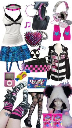 #scenecore #cyberscene #scenestyle #emo Scenecore Clothes, Alt Fits, Scene Outfits, Outfit Collage, Scene Kids, Emo Outfits