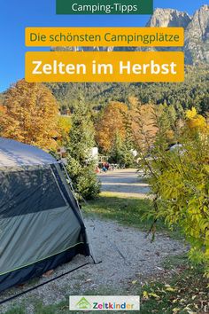 a tent with the words camping tips in german