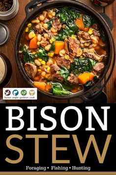 the cover of bison stew with vegetables and beans