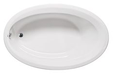 an oval white bathtub on a white background