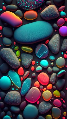 an image of rocks and pebbles with different colors on the bottom, one is blue