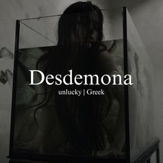 a black and white photo with the words desdemonna on it's side