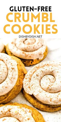 gluten - free crumbl cookies with cinnamon frosting