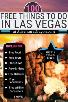 an advertisement for the free things to do in las vegas at adventure / dragon com