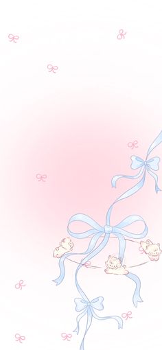 a pink background with blue ribbon and bows