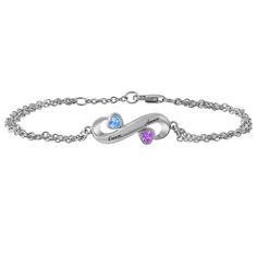 This couple's double cable chain bracelet features two heart birthstones of your choice. You may personalize by engraving two names or any special sentiment of your choice. Nameplate Necklace Silver, S Bracelet, Couples Bracelet, Jared The Galleria Of Jewelry, Kay Jewelers, Personalized Couple, Bracelet Sterling Silver, Personalized Bracelets, Color Stone