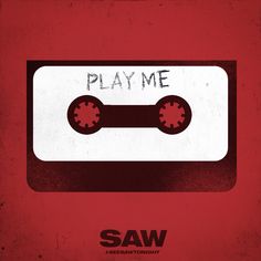 a red and white cassette with the words play me on it