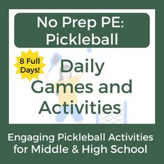 no prep pe pickleball daily games and activities engaging pickleball activities for middle and high school