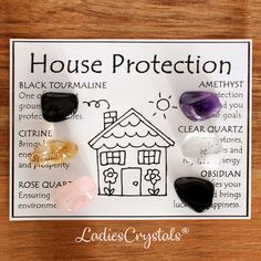 This is a home protection crystal set of 6 tumbled stones. It includes black tourmaline, citrine, rose quartz, amethyst, clear quartz and obsidian carefully selected to complement each other and to protect your home. A great gift to give for birthdays, graduations, or starting on a new journey! This set includes: ☆ 6 stones are listed above with sizes 2 - 2,5 cm. ☆ Information glossy card with the properties of crystals. ☆ Velvet bag for your stones. ☆ Gift card (optional). ☆ Everything is packe Crystals For Home, Home Crystals, Crystals For Luck, House Protection, Crystals Healing Grids, Crystals For Protection, Crystal Healing Chart, Energy Cleansing, Witch Spirituality