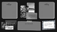 a collage of photos with the word others written on them in black and white