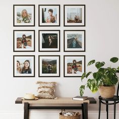 The Grid Black | Photo Gallery Wall | Inkifi Family Gallery Wall Living Rooms, Entryway Photo Wall, Photo Wall Living Room, Gallery Wall Black And White, Picture Wall Layout, Black Gallery Wall, Picture Arrangements On Wall, Photo Walls Bedroom, Photo Gallery Wall