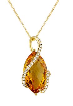 Effy Sunset 14K Yellow Gold Citrine and Diamond Pendant, 8.69 TCW Citrine Wedding, Citrine Birthstone, Citrine Earrings Studs, Metal Jewelry Making, Citrine Jewelry, Feather Ring, Citrine Pendant, Lehenga Blouse, Diamond Jewelry Necklace