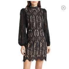 Beautiful Lace Mini Dress Nwt Length Is 34” Size Xs Looks Stunning On! Was Too Short For Me Ideal For Any Formal Event! Vday Dress, Tiered Ruffle Mini Dress, Ruffle Long Sleeve Dress, Velvet Shift Dress, Chiffon Mini Dress, Long Sleeve Shift Dress, Guipure Lace, Black Sleeveless Dress, Mini Cocktail Dress