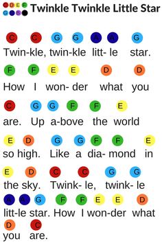 an image of the words twinkle twinkle little star written in different colors and shapes on a white background