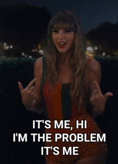 taylor swift singing in front of a dark background with the words, it's me, i'm the music industry, its memesoftayleva