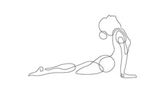 a line drawing of a person doing yoga