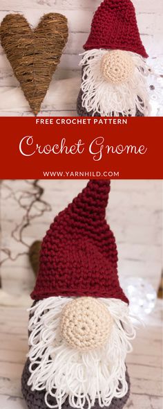 two crocheted gnomes sitting next to each other