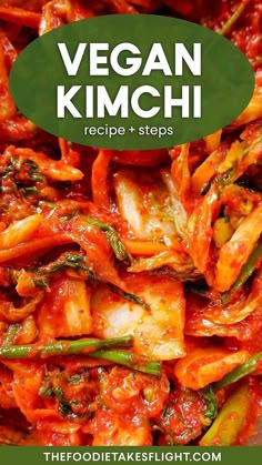 vegan kimchi recipe with text overlay