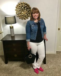 Black Tshirt and Jean jacket with Pop of Color / Date Night     #datenightoutfit #shopthelook    ShopStyle #datenightoutfit #OOTD #DateNight #GirlsNightOut #SummerStyle Jeans And Tshirt Outfits, Boomer Outfits, Casual Outfits Spring, Plus Outfit Ideas, Triathlon Clothing, Clothing Subscription, Chic Scarves, My Style Outfits