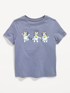 This licensed graphic t-shirt is totally cute and unisex, too.  Wearable & shareable for him, for her, for them! Rib-knit crew neck.  Short sleeves.  Bluey™ character graphic across front.  Soft cotton jersey.  BLUEY™ and character logo™ and © Bluey Merch, Bluey Shirt, Toddler Boy Tops, Maroon Shirts, Character Graphic, Baby Shirts, Johannesburg, Blue Tshirt, Toddler Sizes