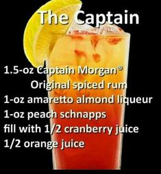 the captain cocktail recipe is shown in this image