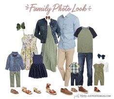 an image of family photo look with clothes and shoes for the child's outfits