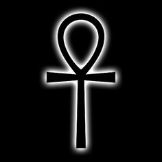 an image of an egyptian symbol on a black background with white light in the middle