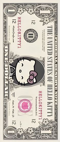 an image of a hello kitty money bill