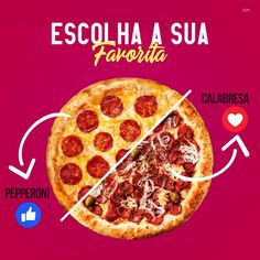 a pizza with different toppings on it and the words escolha sua fazerita