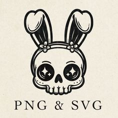 the logo for png & svg is designed with a skull and bunny ears