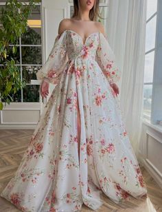 https://www.teutamatoshi.com/products/cataleya-blossom-soiree-gown Romantic Dress Pattern, Romantic Dress Formal, Prom Dresses Flowers, Floral Print Wedding Dress, Dresses Flowers, Teuta Matoshi, Flower Prom Dress, Special Occasion Gowns, Bridal Jumpsuit