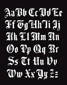 an old english alphabet with white letters