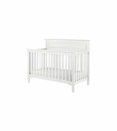 a white crib is shown against a white background