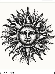 the sun and moon are drawn in black ink on white paper, as well as an example