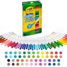 crayon super tips markers, assorted colors, 24 counts / box