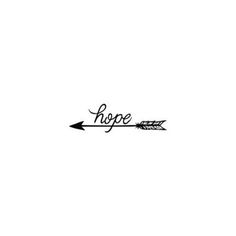 an arrow with the word hope written in cursive writing on it, as well as two smaller arrows