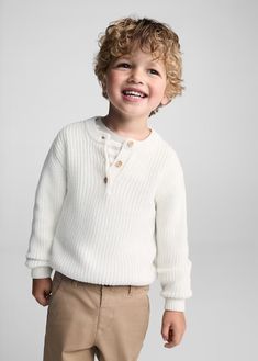 Buttoned collar knit sweater - Kids | MANGO USA Baby Boy Sweater, Kids Jumpers, Summer Basics, Mango Kids, Boys Sweaters, Fall Kids, Kids Sweater, Pure Cotton, Knit Sweater